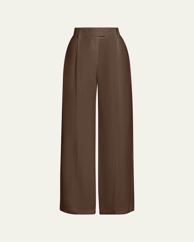 Wide-Leg Fluid Linen Twill Tailored Pants